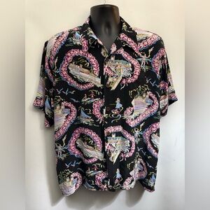 $188 AVANTI Hawaiian Camp Shirt Men's M WAVE Lei Luau Cruise Aloha Beach Surf